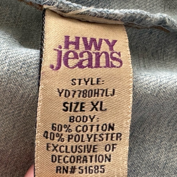 Highway Jeans Denim jacket XL button front distress style - Picture 11 of 11